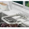 Foldable Kitchen Faucet for In-Front-of-Window Installation, 360° Swivel, Single-Handle, Brushed Stainless Steel view 1