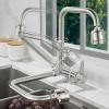 Foldable Kitchen Faucet for In-Front-of-Window Installation, 360° Swivel, Single-Handle, Brushed Stainless Steel view 2