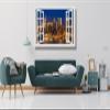 NHLDZYH Canvas Wall Art, Faux Window View, New York City Night Scenery 02, 50 × 75 cm, Inner Frame view 3