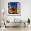NHLDZYH Canvas Wall Art, Faux Window View, New York City Night Scenery 02, 50 × 75 cm, Inner Frame view 4