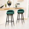 Farmhouse Velvet Bar Stools, Swivel, Set of 3, with Backrests, 75 cm Seat Height, Black Metal Legs, Green Velvet Seat view 2