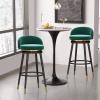 Farmhouse Velvet Bar Stools, Swivel, Set of 3, with Backrests, 75 cm Seat Height, Black Metal Legs, Green Velvet Seat view 3