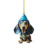 Cute 2D Acrylic Dachshund Christmas Tree Ornament, 10 cm view 1