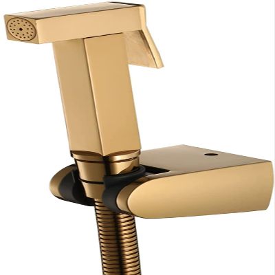 GZKDKZB Handheld Bidet Sprayer Set with Angle Valve, Stainless Steel, Square Titanium Gold