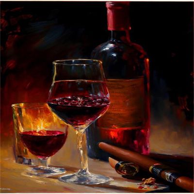 Paint by Numbers Wine and Cigar, 70 x 100 cm DIY Canvas Kit