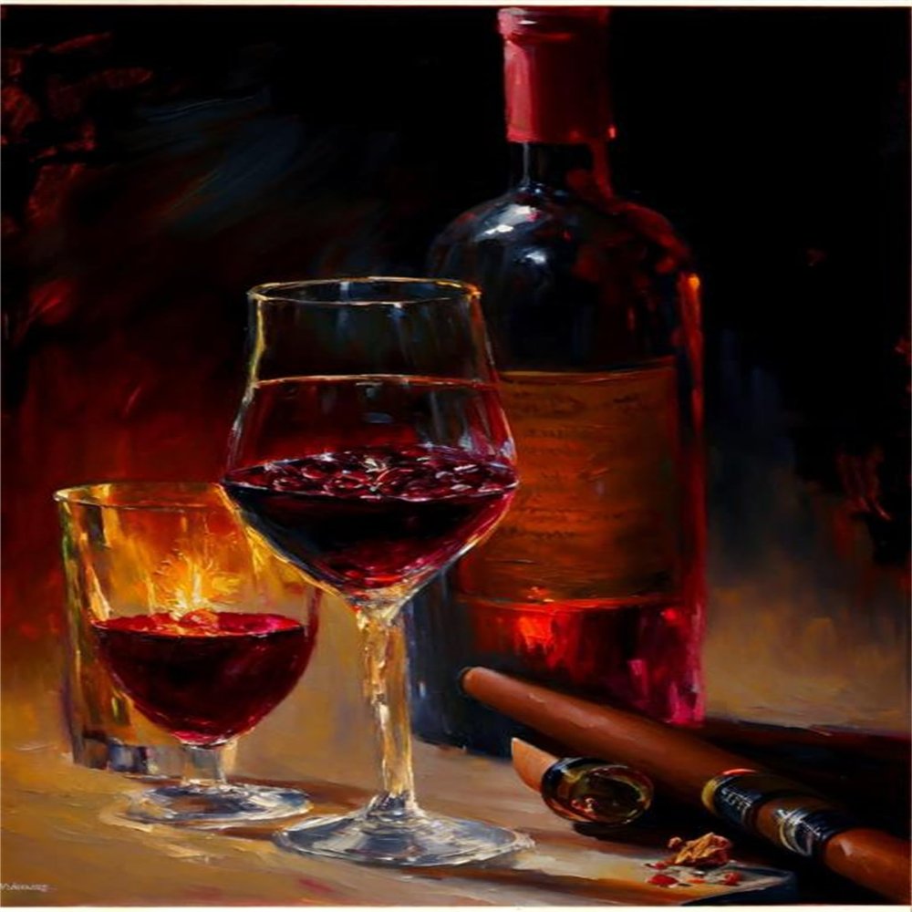 Paint by Numbers Wine and Cigar, 70 x 100 cm DIY Canvas Kit