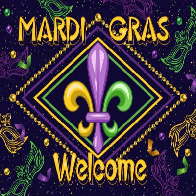 CORFOTO 3.5 x 2.5 m Mardi Gras Fleur-de-Lis Maskade Photography Backdrop