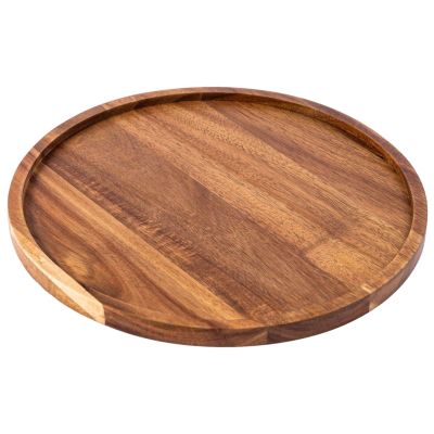 yeeplant Serving Tray for Appetizers, Round Acacia Wood Charcuterie Board, Decorative Plate, 29 cm Diameter