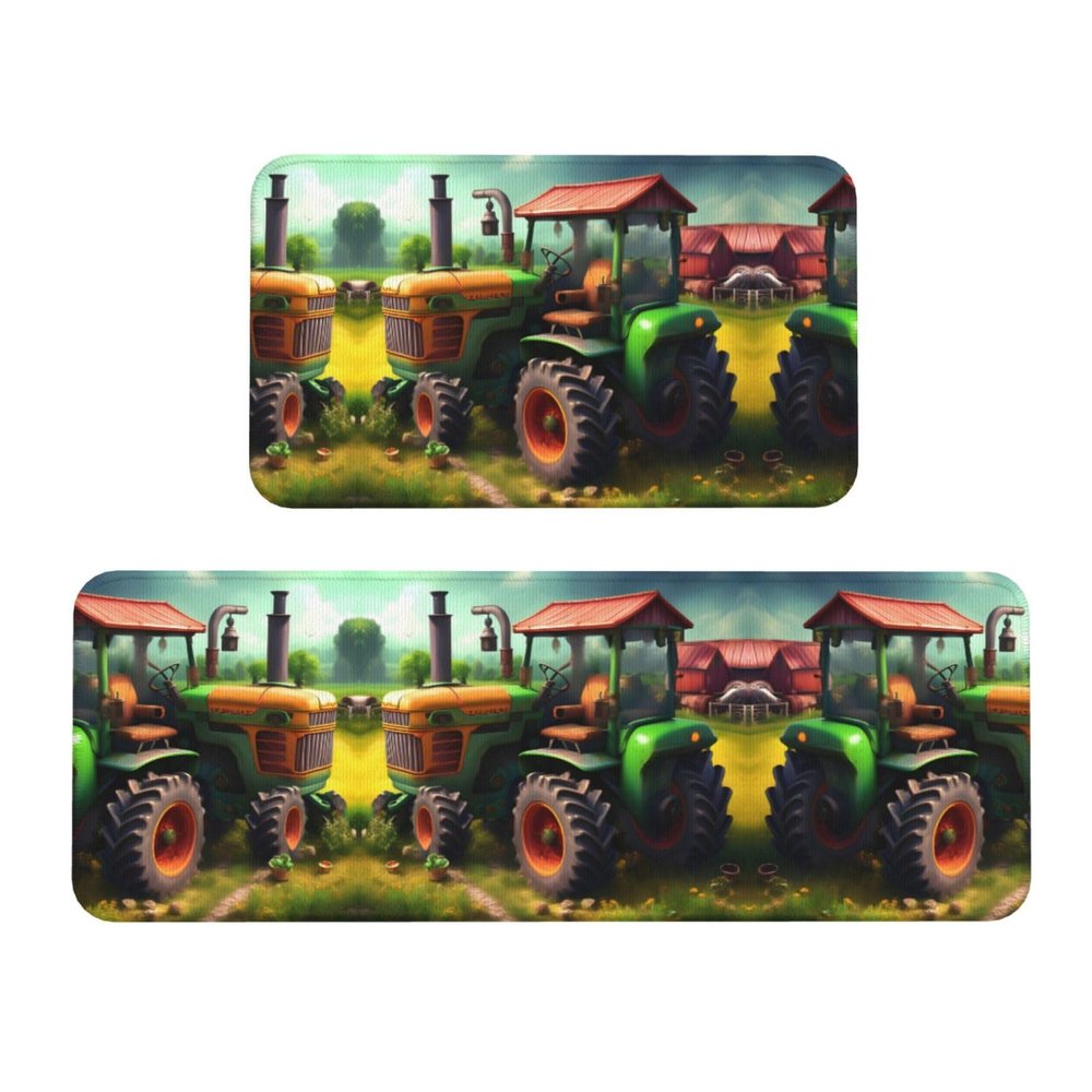 GaxfjRu Fantasy Farm Tractor Kitchen Runner, Non-Slip, Washable