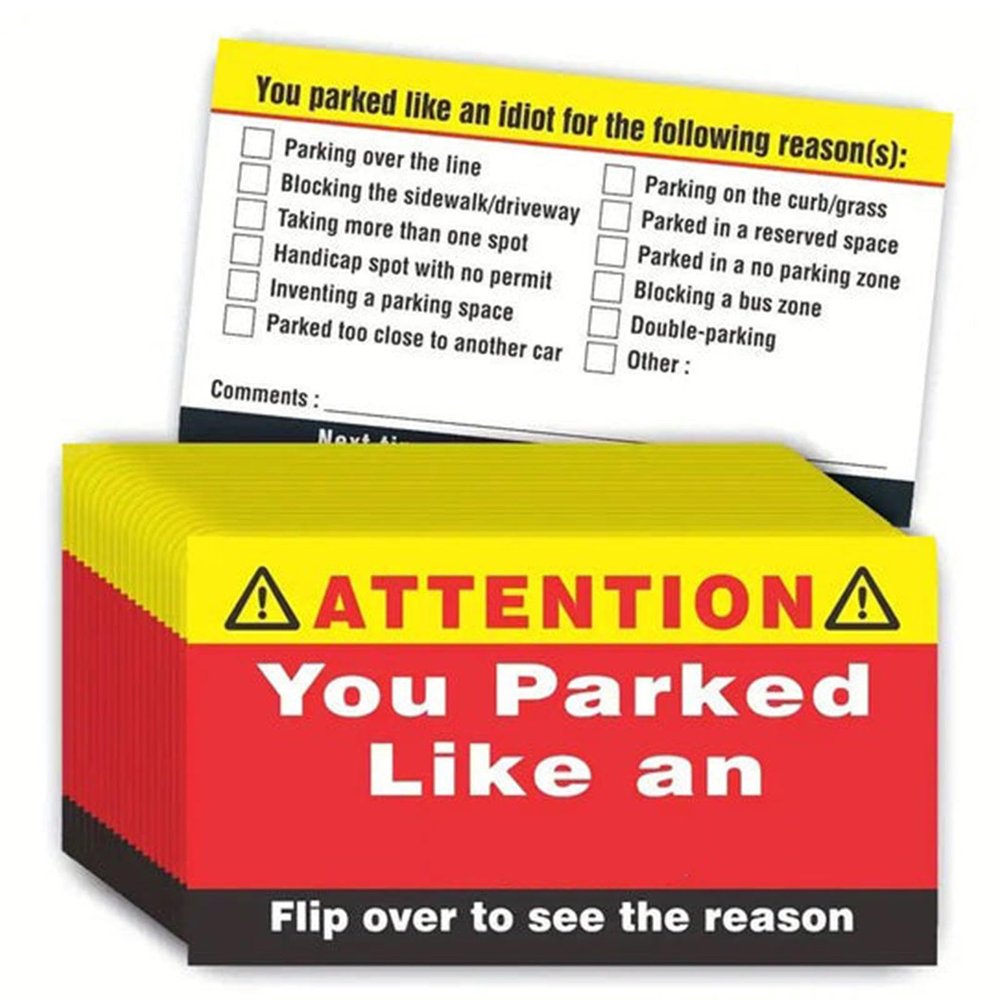Parking Cards for Bad Parkers, Funny Joke Tickets, 3.5 x 2 in