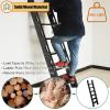 LSBBTBYA Bunk House Camper Wooden Bunk Bed Ladder with Brackets and Hooks, 4 in Extra-Wide Steps, Rubber Foot Pads, 3.6–7.2 ft Heights (Black) view 3