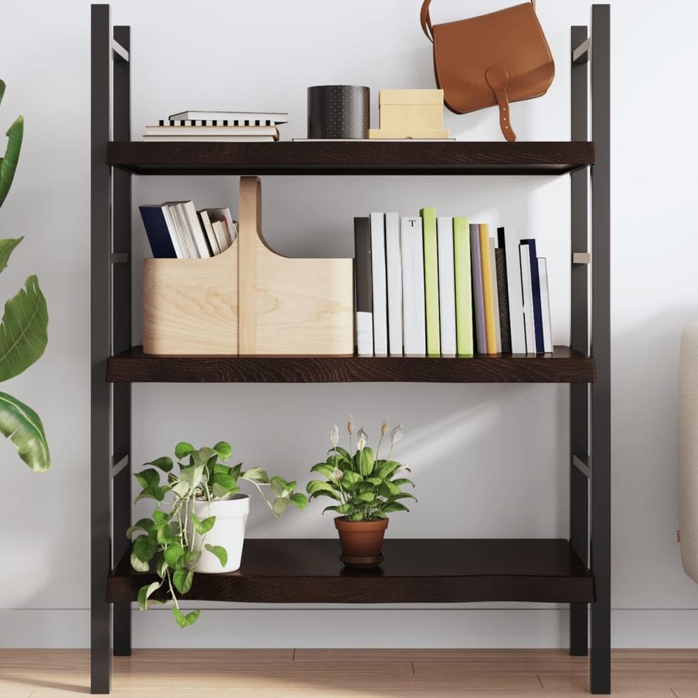 FENLAX Dark Brown Floating Wall Shelf, 100 x 50 x 2–6 cm