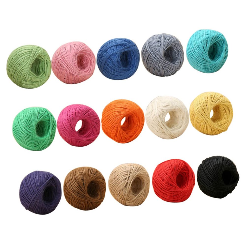 Colorful Jute Twine, 10 Pieces, 25 m Long, 2 mm, for DIY Crafts
