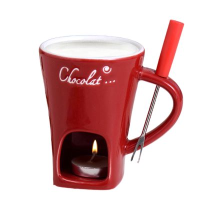 yupeuooe Chocolate Fondue Cup Set, Ceramic Melting Pot with Fork
