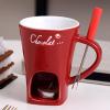 yupeuooe Chocolate Fondue Cup Set, Ceramic Melting Pot with Fork view 3
