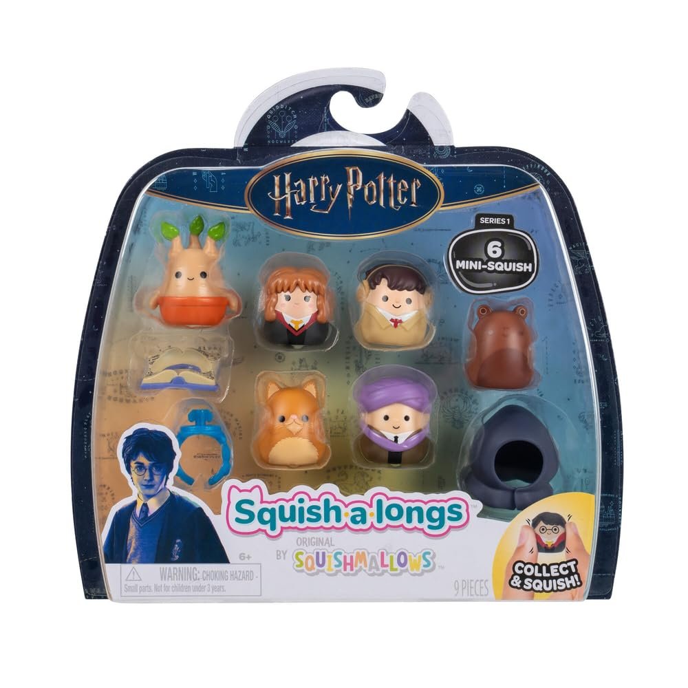 Squish-a-longs SQAL0105 - Harry Potter 6-Pack, Wave 1, Style 1, Includes 6 x 2.5 cm Mini Squish, 2 Accessories, 1 Ring and 1 Collector's Guide