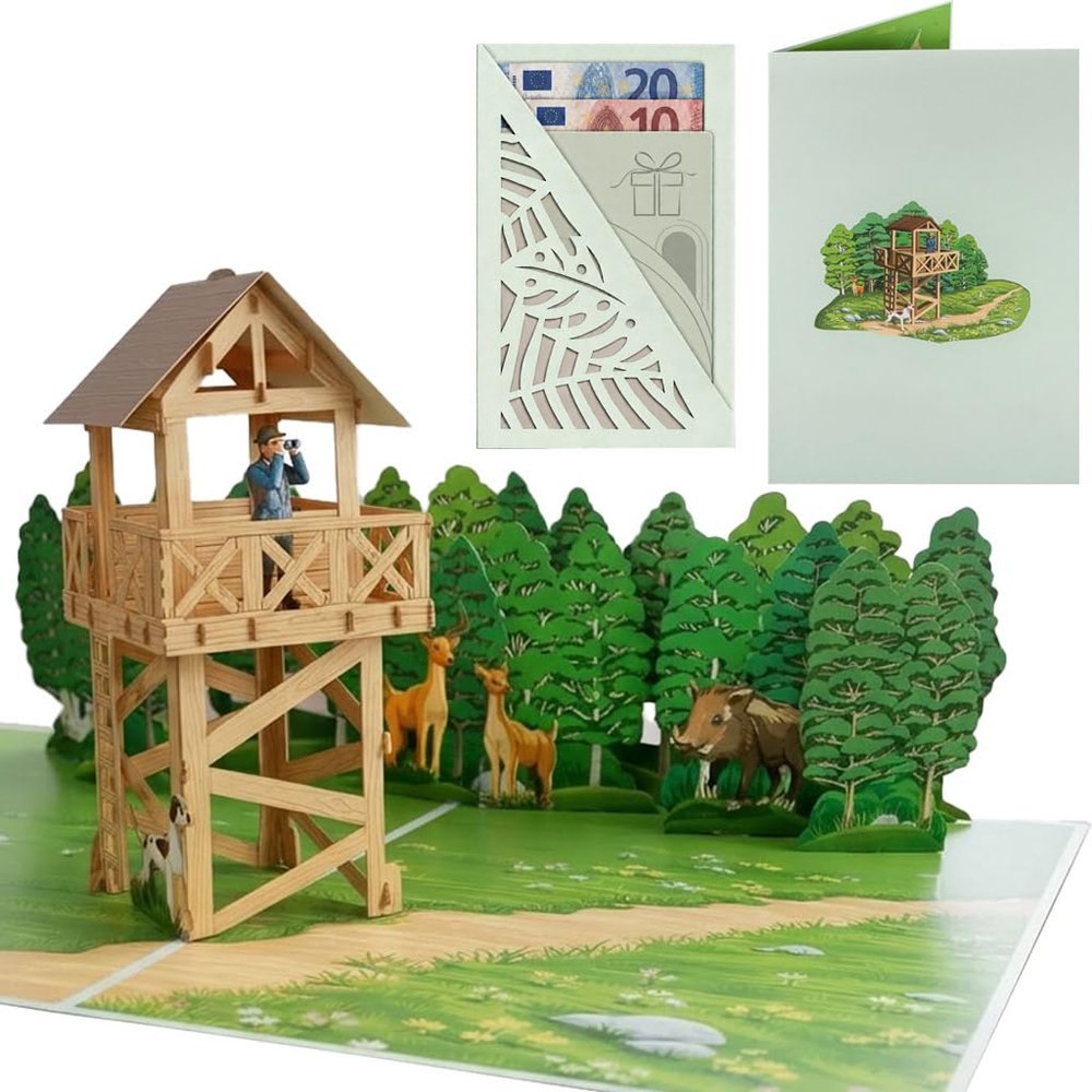 Sweetpopup 3D Pop-Up Hunting Stand Birthday Card for Hunters & Foresters