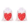 5-Pack Jute Gift Bags, Drawstring Linen Pouches, White + Red C, 13 x 18 cm view 1