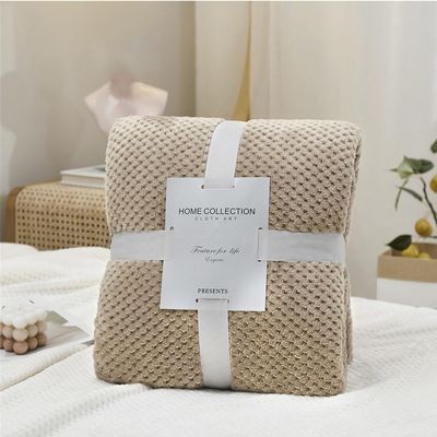 Morbuy Cozy Flannel Fleece Throw Blanket, Khaki, 200 x 200 cm
