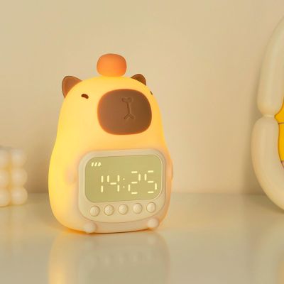 XUMIUZIY Capybara Alarm Clock with Night Light, Dimmable Rechargeable Table Lamp and Sleep Trainer