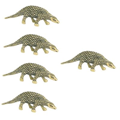 PRETYZOOM 5-Piece Gold Brass Pangolin Figurine Set