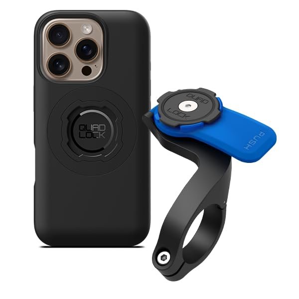 QUAD LOCK Out-Front Bike Phone Mount with iPhone 16 Pro MAG Case