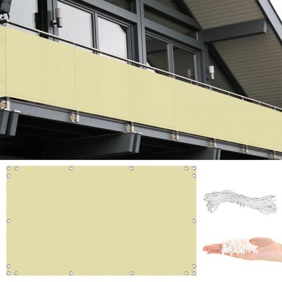 Balcony 95 x 550 cm Light Yellow Windbreak Screen, Waterproof and UV-Resistant