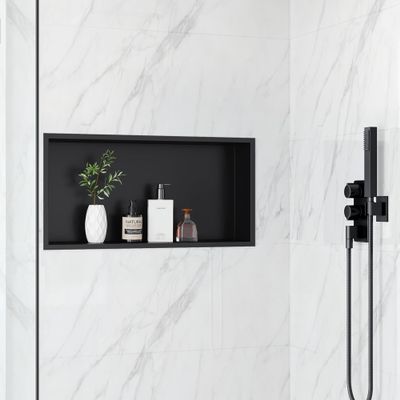 Qeke 60 cm Recessed Shower Niche with Frame, Black