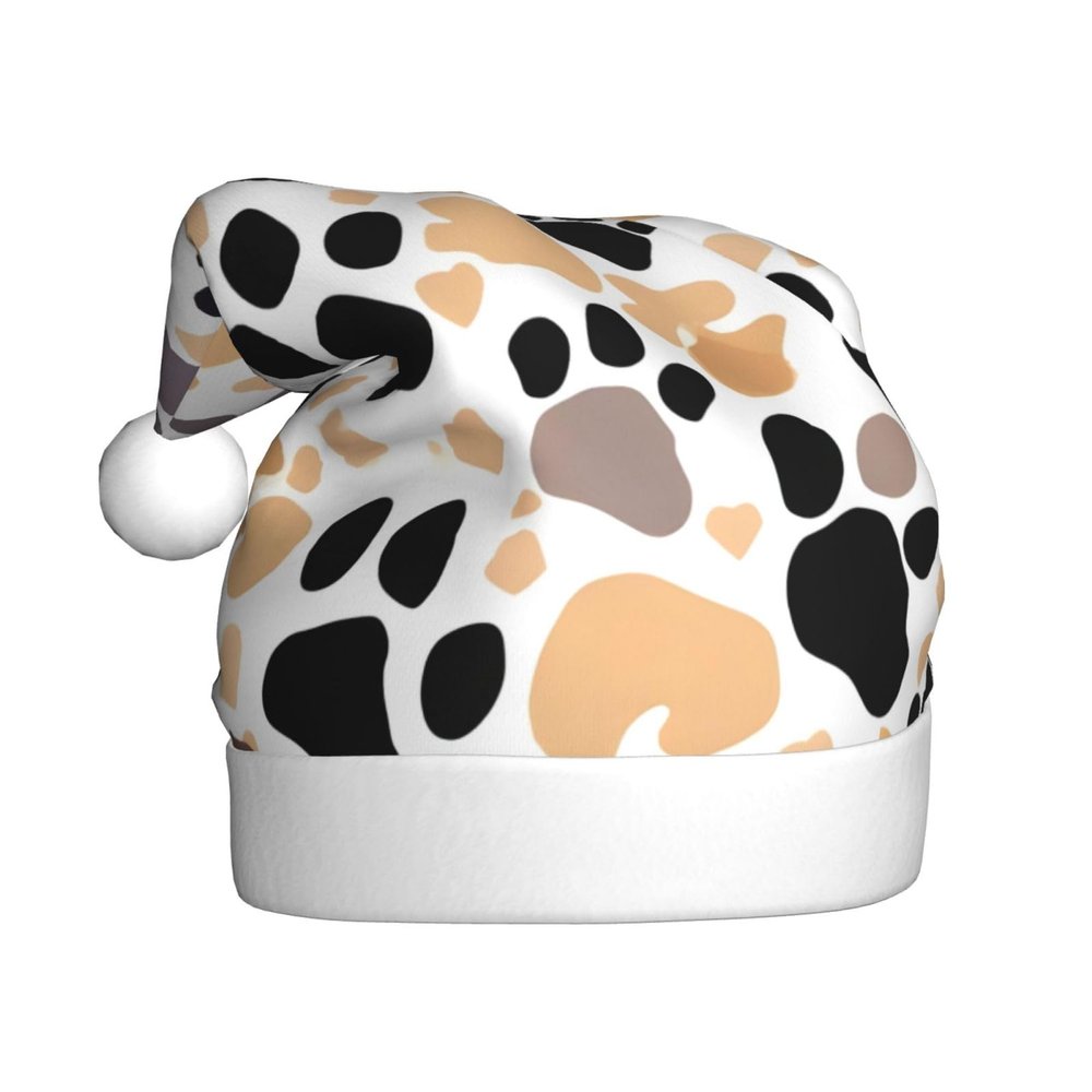 Christmas Hat with Cute Dog Paw Prints
