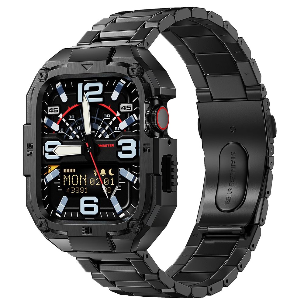 Metal Band with Protective Case for Apple Watch Series 9/8/7 (45 mm)