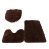 Soft Microfiber Bathroom Rug Set with Non-Slip Bath Mat and Plush Toilet Seat Cover, Brown view 2