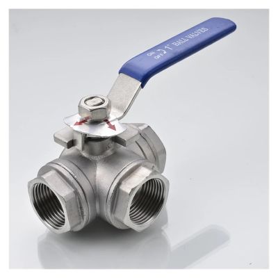 304 Stainless Steel Female Full-Port 3-Way Ball Valve Connector Adapter for Water, Oil, Air, and Gas, T-Type, 1-1/2"