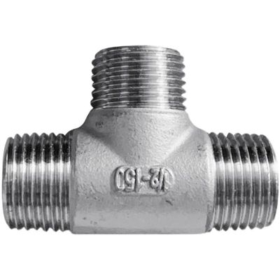 CZAOINCU DN8–DN50 Male + Male + Female Threaded 3-Way Tee Pipe Fitting, 1/4 in., 1/2 in., 3/4 in., 1 in., 1-1/4 in., 1-1/2 in., Threaded 304 Stainless Steel (M x M x M, 1-1/2 in.)
