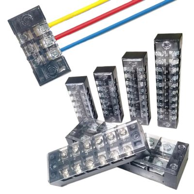 CZAOINCU 15A/25A/45A 600V Dual-Row Barrier Screw Terminal Block Wire Connector, 3/4/5/6/8/10/12-Pin Options, TB Series