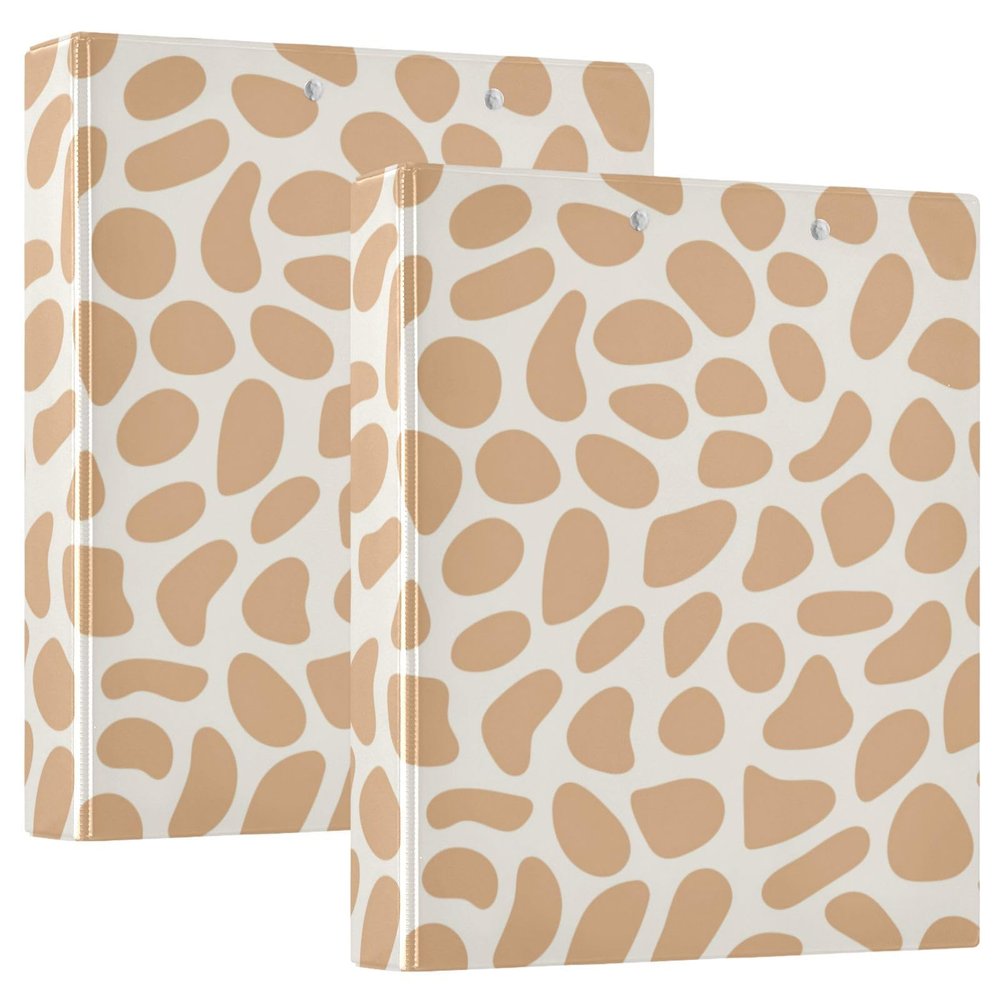 Brown Leopard-Pattern 3-Ring Binder, 1 1/2-Inch, with Inner Pockets, 200 Sheets, 2-Pack