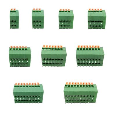 CZAOINCU 5/10-Piece Right-Angle 2.54 mm KF141R 2–10-Pin Spring Screwless PCB-Mount Terminal Block Wire Connector, 26–20 AWG (One Size, 6)