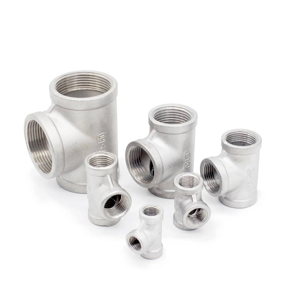 SS304 T-Shaped Three-Way Female-Thread Pipe Fitting Adapter