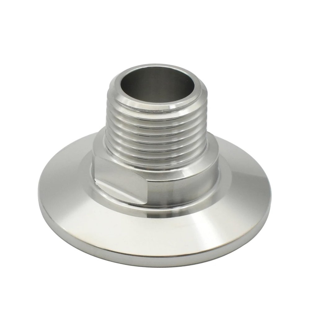 CZAOINCU 1/4", 1/2", 3/4" and 1" Male/Female Thread Adapter, SS304 Stainless Steel, Three-Clamp, 25.4/50.5/64 mm, Homemade Adapter (Male Thread, 1" Ferrule, 50.5 mm, BSPT)