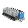 1-Piece Pneumatic 4V210-08 Solenoid Valve Manifold Base with Muffler Fitting, Multi-Way, 5 Stations, 10 mm to 8 mm, DC 24V view 2