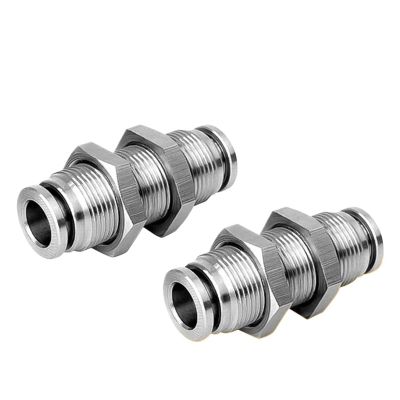 10-Piece PM 304 Stainless Steel Pneumatic Bulkhead Quick Coupling, 4/6/8/10/12/14/16 mm Hose and Gas Pipe Connector Plate, AUOQKQUT (PM-12)
