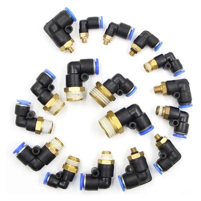 1pc Pneumatic Elbow Push-In Fitting, Male, 1/8–1/2 in x 4–16 mm