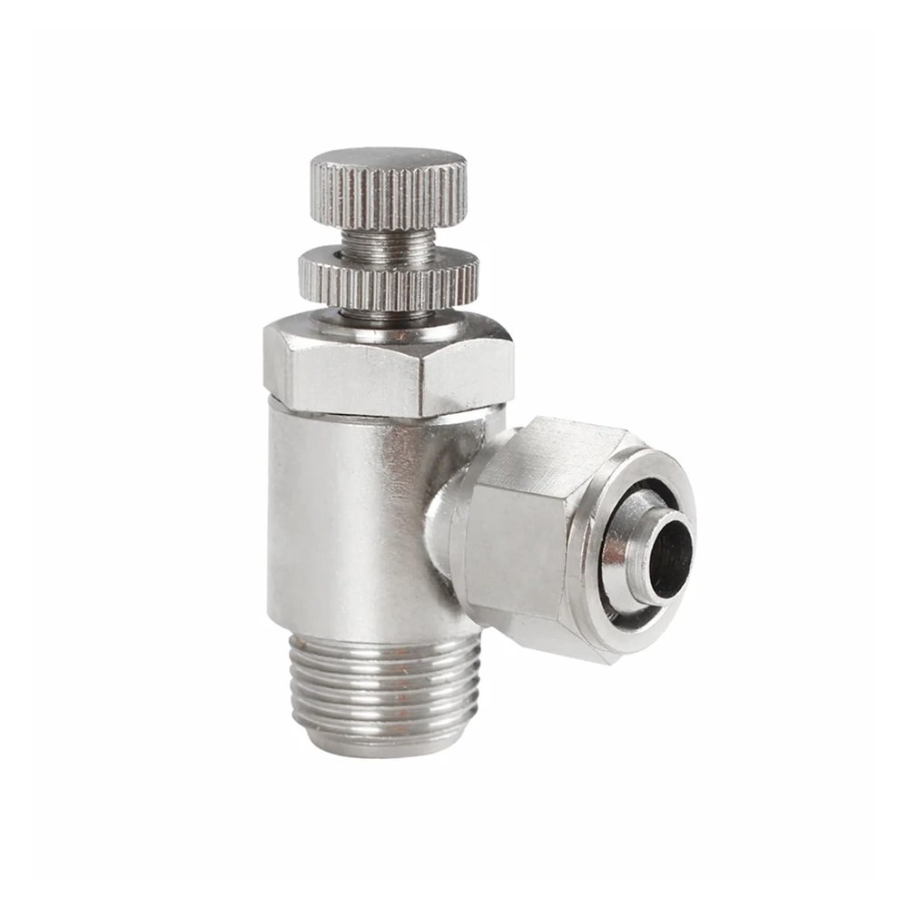1pc Quick-Twist Throttle Valve SL 4–12 mm Pneumatic Fitting, Male Nickel-Plated Brass Hose Connector EKFBQBGW (12 mm, 1/2")