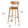 UYHBCNQD Solid Wood Bar Stool with Backrest and Footrest view 2