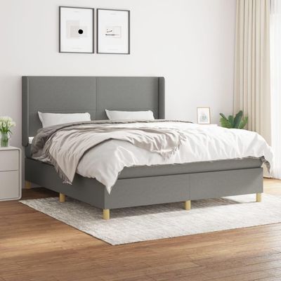 Willood Box Spring Bed with Mattress, Dark Gray, 160 x 200 cm