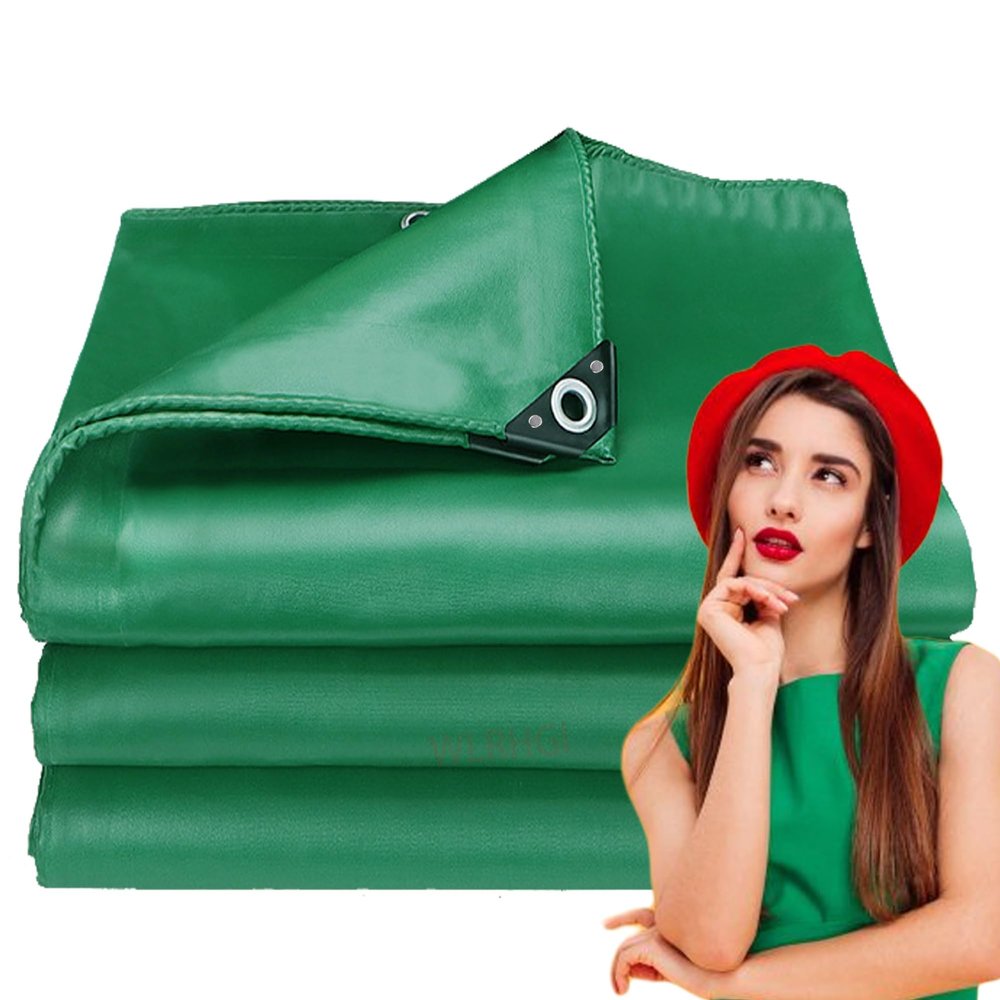 WLRHGl Tarp with Eyelets, 1 x 23 m Fabric Tarp, Waterproof, Mildew-Resistant, Tear-Resistant, Green