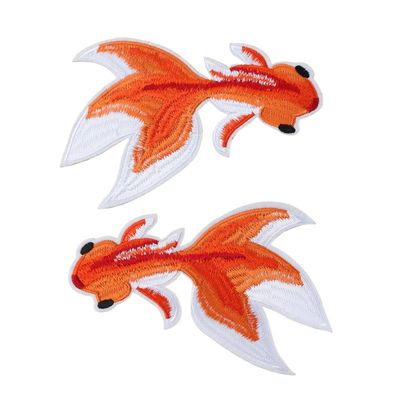 NOIAFZY 2 Goldfish Embroidery Iron-On Patches