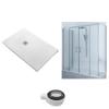 Shower Tray 85 x 165 cm Extra-Thin White + Shower Enclosure 85 x 165 cm, 200 cm High view 1