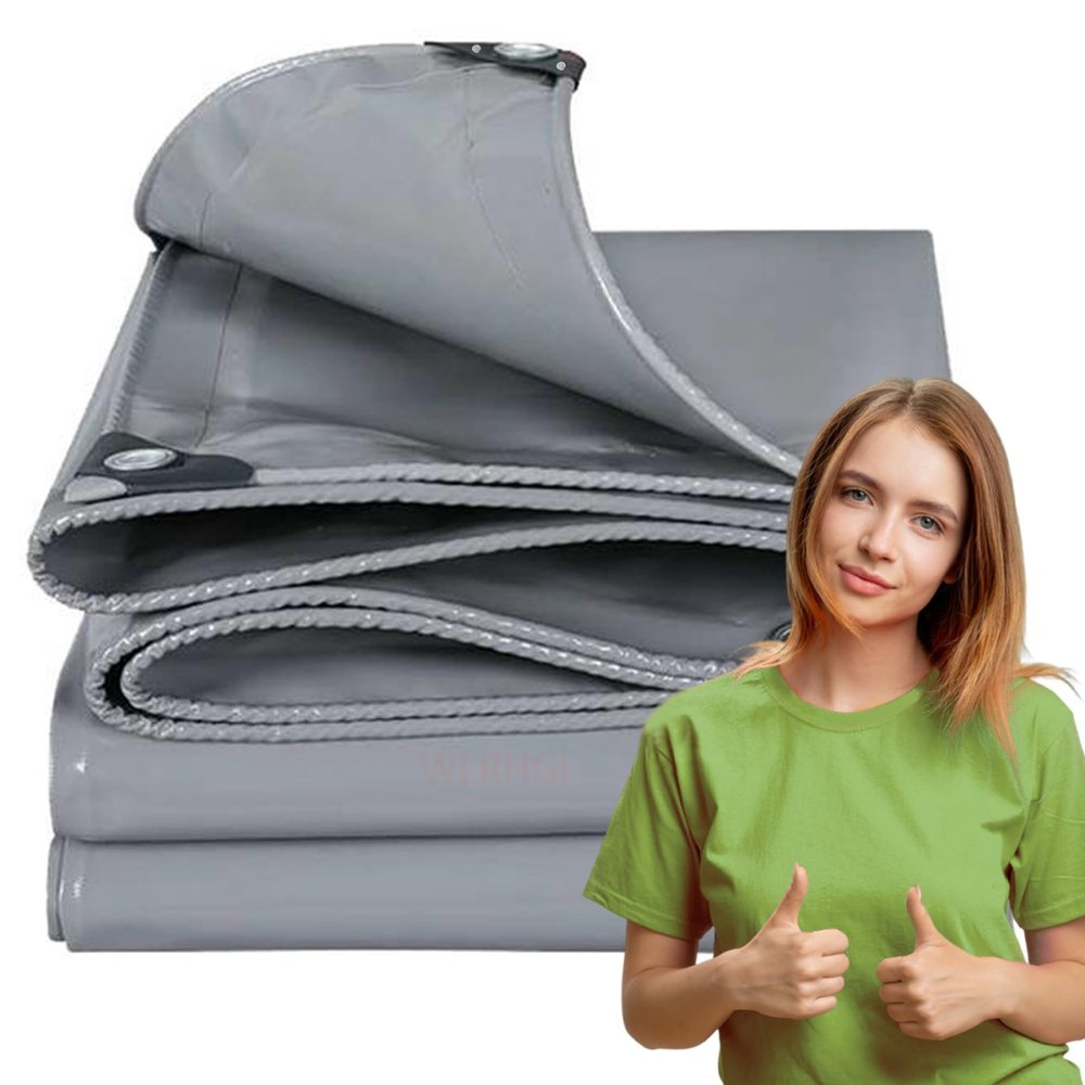 WLRHGl Waterproof Tarp with Grommets, 0.5 x 39 m, Gray