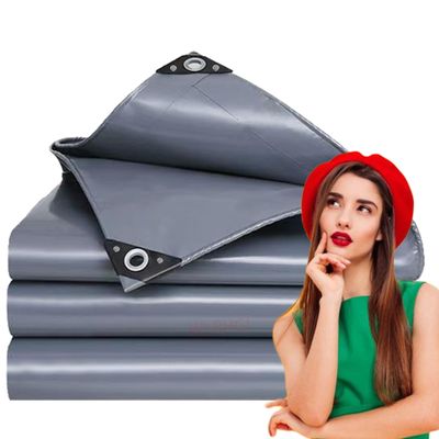 WLRHGl Waterproof Tarpaulin 4 x 18 m, 450 g/m², Gray