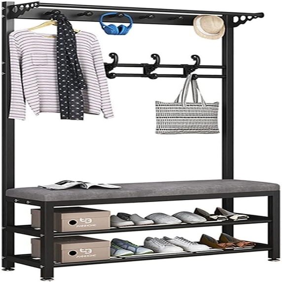 Hall Tree Coat Rack Bench with Shoe Organizer